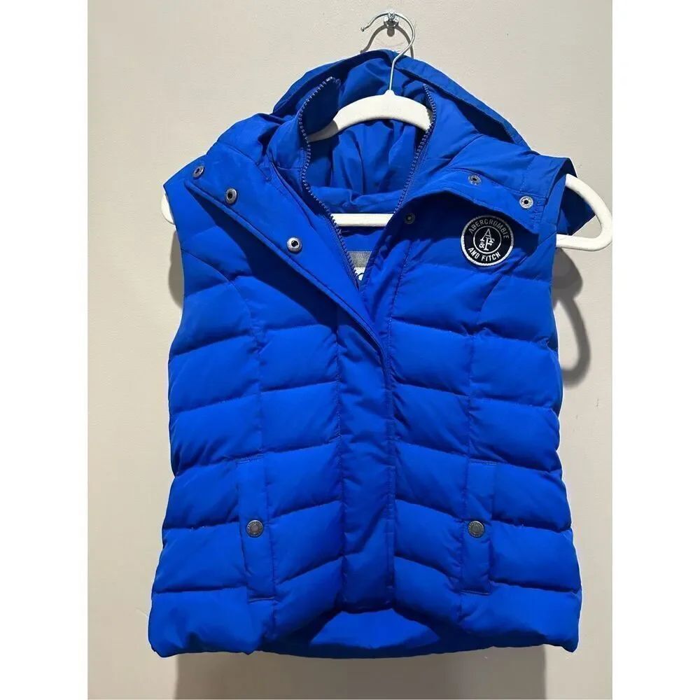 Abercrombie & Fitch Down Puffer Fallon Vest Quilted Lightweight Blue